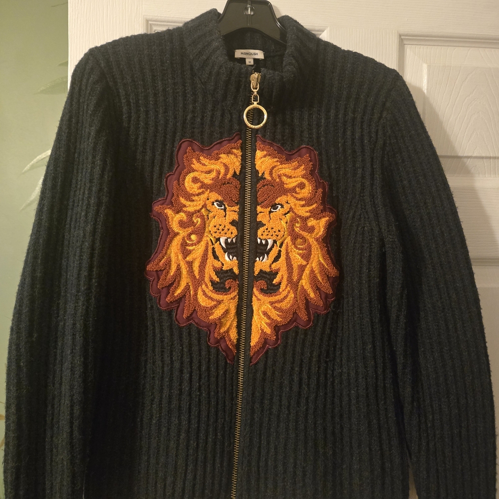 Manoush Black Wool Zip Up Sweater Women's Size XS